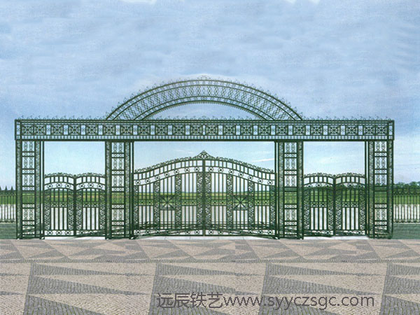 铁艺大门 景区 工厂 集市铁艺花柱大门